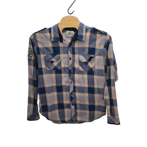 Ed Hardy Shirt Men's Button-Up Long Sleeve Embroidered Flying Eagle 2XL Y2K VTG - Picture 3 of 9